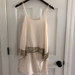 Cream Mini Dress with Gold Sequins